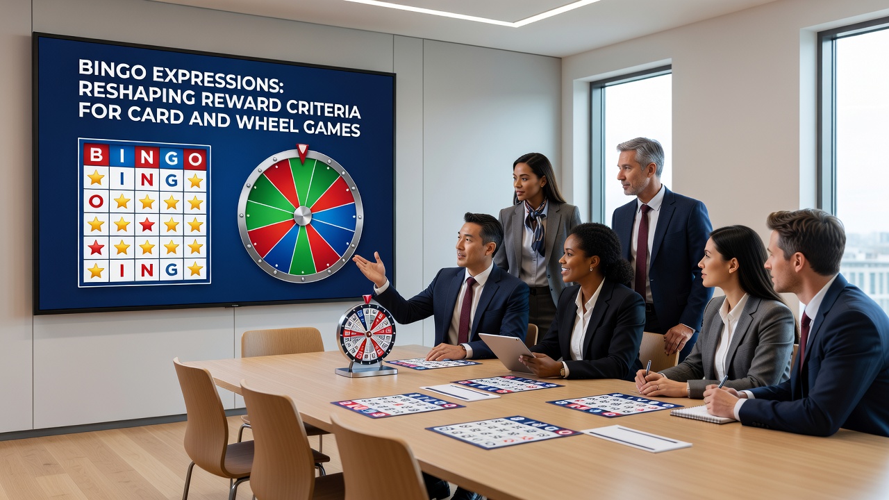 Roulette wheel and blackjack table displaying bingo-inspired reward grids