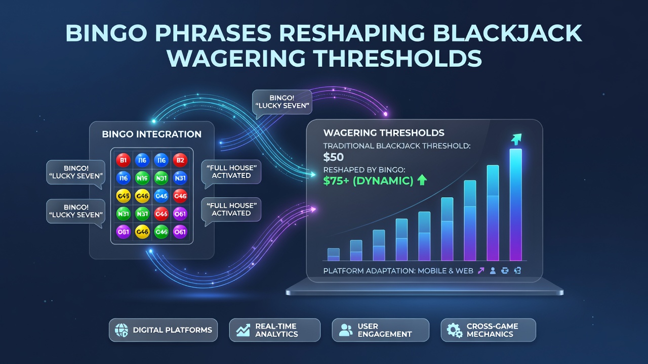 Close-up of a digital blackjack table displaying bonus progress tied to bingo terminology and adjusted stake levels