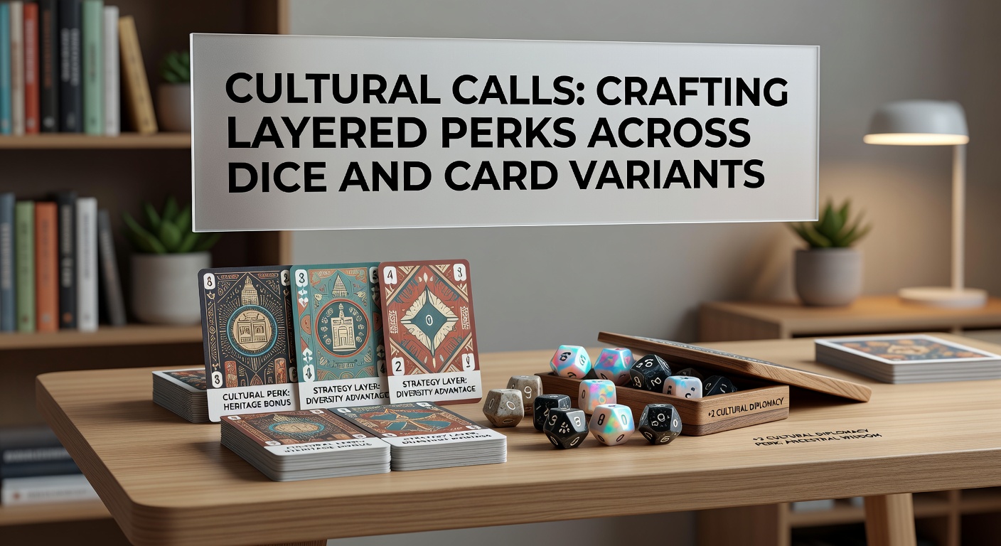 Illustration of bingo cultural calls merging with dice rolls and card table layouts in digital gaming environments