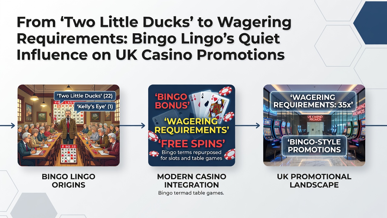 Bingo cards and casino chips arranged on a green felt table illustrating the crossover between traditional bingo terminology and modern UK casino promotions