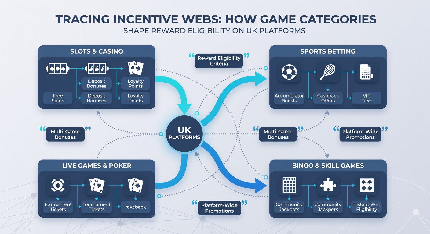 Diagram showing interconnected game categories and reward pathways on UK gambling platforms