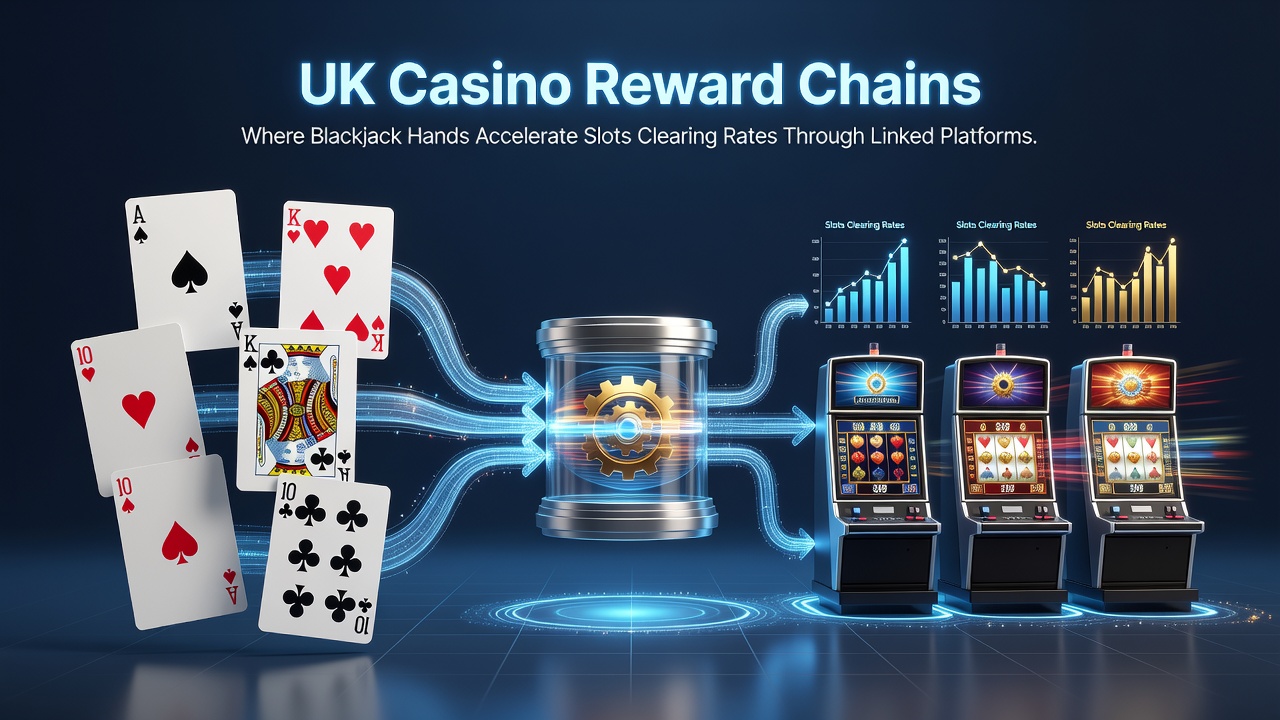 Diagram showing contribution rates and acceleration paths between blackjack and slots in UK casino reward systems