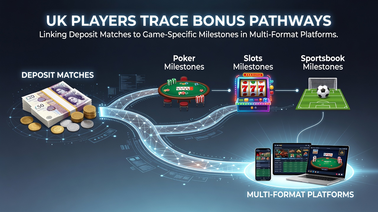 UK players navigating bonus pathways across multi-format casino platforms with deposit matches tied to game milestones