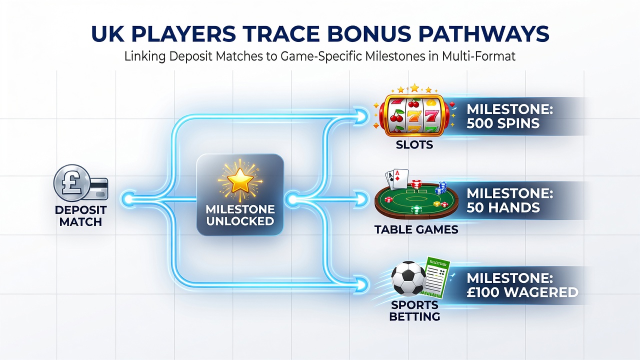 Illustration of milestone tracking and bonus progression in UK multi-format gaming platforms